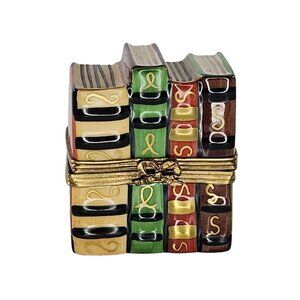 Limoges Multicolor Book Stack Trinket Box